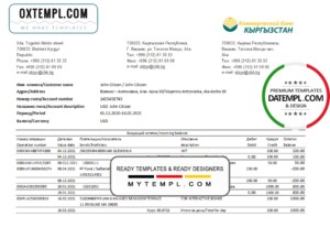 Kyrgyzstan Kirgizbank bank statement easy to fill template in Excel and PDF format
