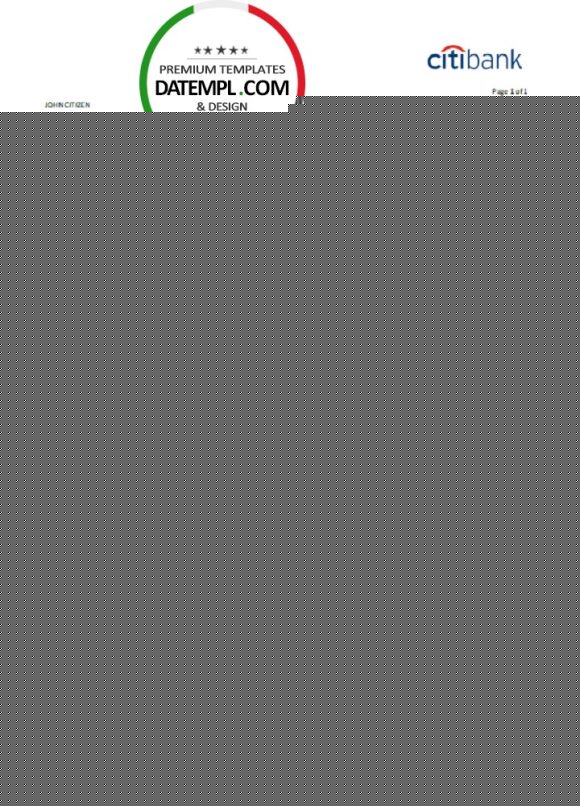 editable template, Hong Kong Citibank credit card statement template in .xls and .pdf file format