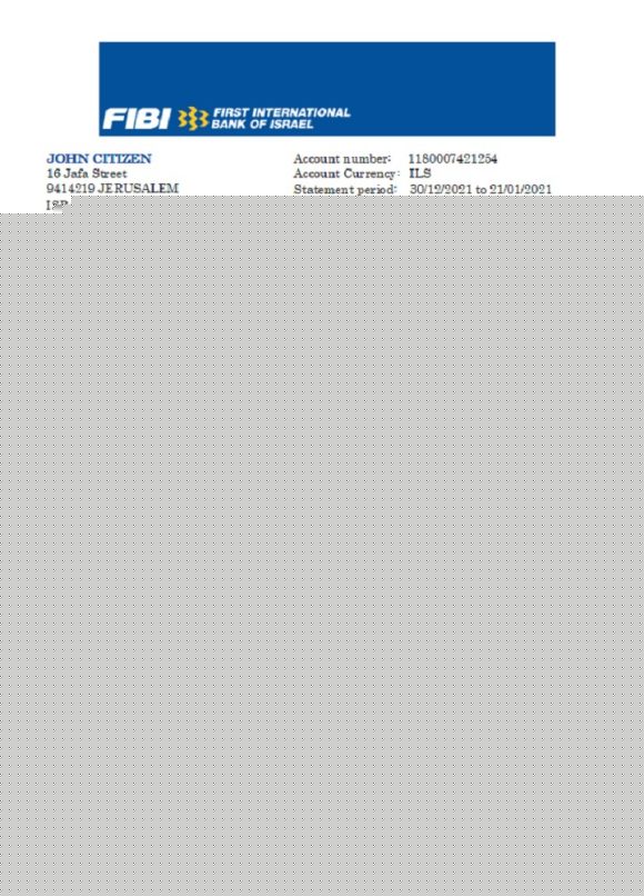 editable template, Israel First International Bank of Israel bank statement easy to fill template in Excel and PDF format