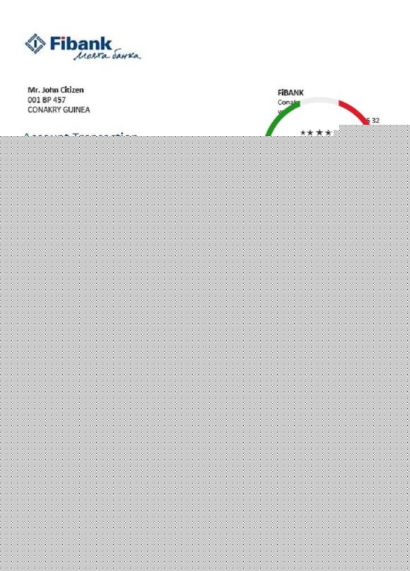 editable template, Guinea Fibank proof of address bank statement template in Word and PDF format