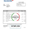 editable template, Colombia Bancolombia bank statement easy to fill template in Word and PDF format