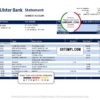 editable template, Republic of Ireland Ulster Bank statement template in Word and PDF format, good for address prove