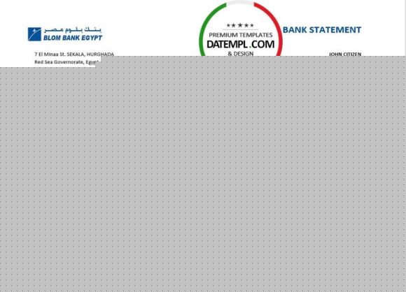 editable template, Egypt Blom Bank of Egypt proof of address statement template in Word and PDF format (.doc and .pdf)