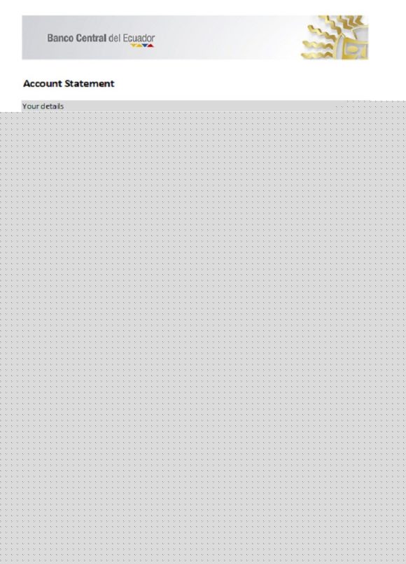 editable template, Ecuador Central Bank of Ecuador bank statement easy to fill template in Excel and PDF format