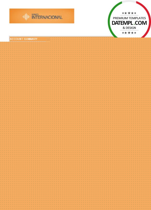 editable template, Ecuador Banco Internacional bank statement easy to fill template in Excel and PDF format