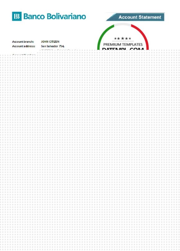 editable template, Ecuador Banco Bolivariano bank statement easy to fill template in .xls and .pdf file format