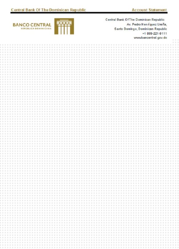 editable template, Dominican Republic Central Bank Of The Dominican Republic bank statement easy to fill template in Excel and PDF format