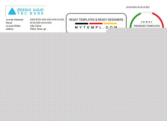 editable template, Georgia TBC Bank statement easy to fill template in Excel and PDF format