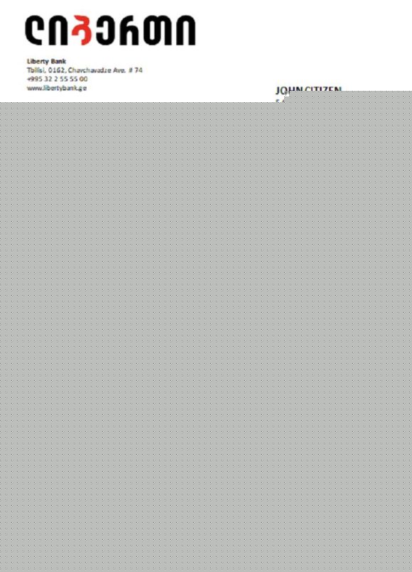 editable template, Georgia Liberty Bank proof of address statement template in Word and PDF format, fully editable
