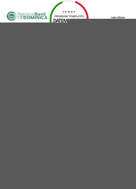 editable template, Dominica National Bank of Dominica bank statement easy to fill template in Excel and PDF format