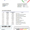 editable template, Denmark Nykredit bank statement template in Word and PDF format