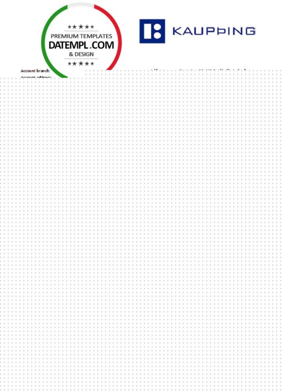 editable template, Iceland Kaupthing Bank statement easy to fill template in Excel and PDF format