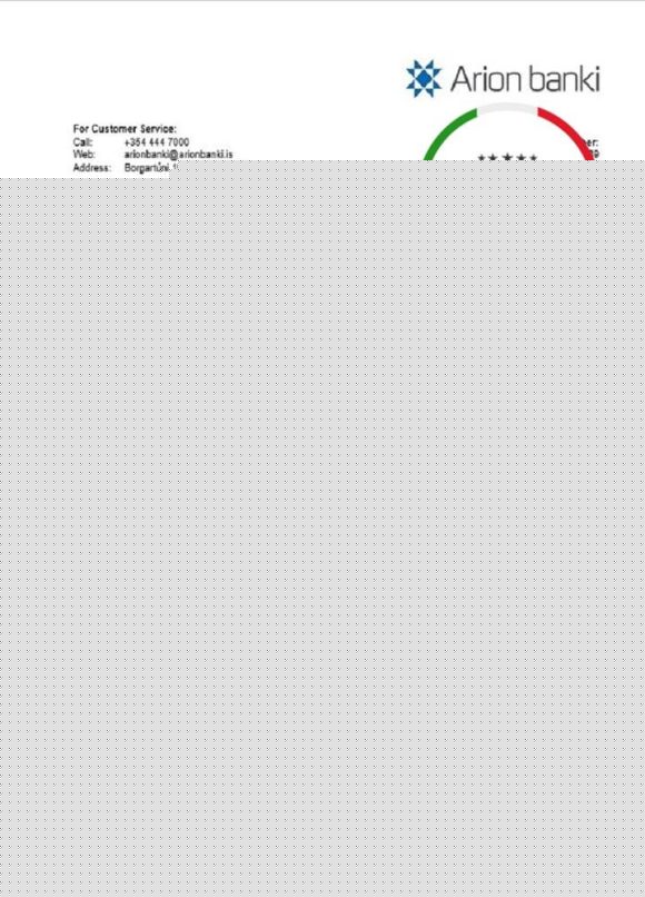 editable template, Iceland Arion Banki proof of address bank statement template in Word and PDF format
