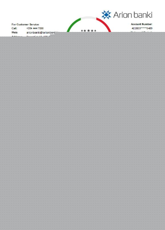 editable template, Iceland Arion Bank statement easy to fill template in .xls and .pdf file format