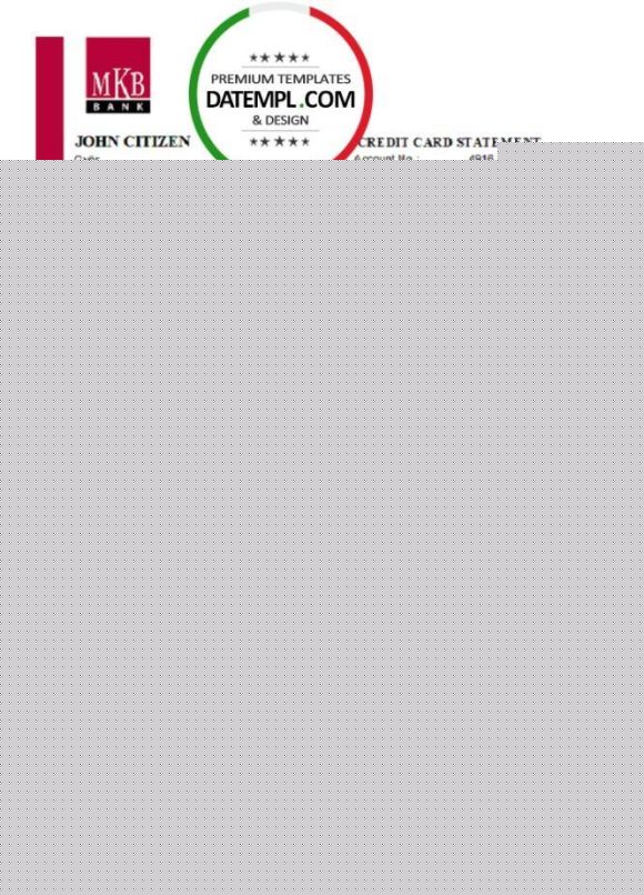 editable template, Hungary MKB Bank statement easy to fill template in .xls and .pdf file format