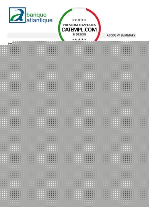 editable template, Cameroon Atlantic bank statement template in Excel and PDF format