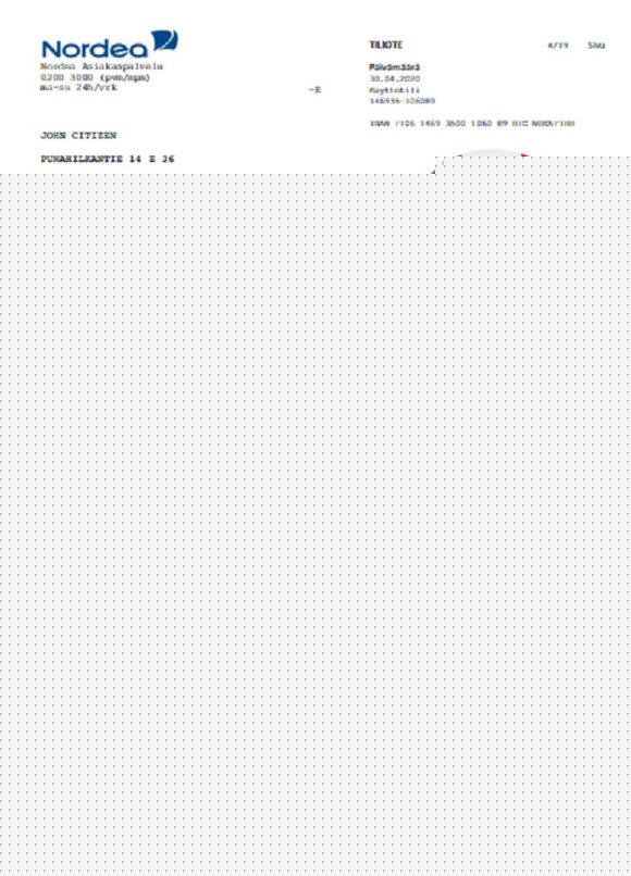 editable template, Finland Nordea bank statement template in Word and PDF format