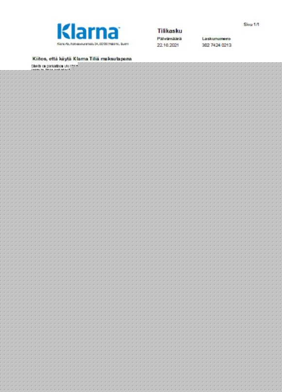 editable template, Finland Klarna Bank statement template in Excel and PDF format, in Finnish language