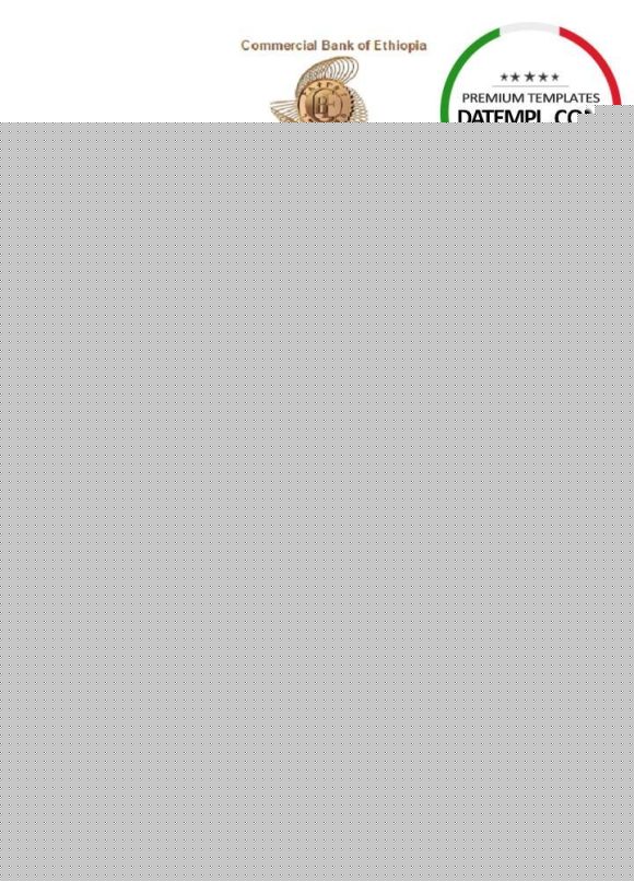 editable template, Ethiopia Commercial Bank statement easy to fill template in Excel and PDF format