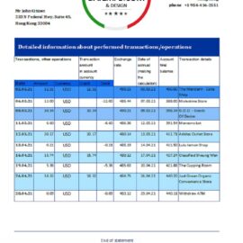editable template, Hong Kong Citibank proof of address bank statement template in Excel and PDF format