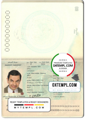 editable template, Algeria passport template in PSD format at the best price