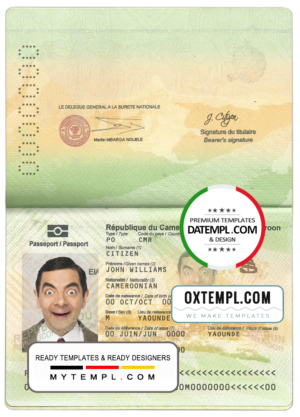 editable template, Cameroon passport template in PSD format