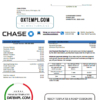 editable template, USA Chase bank credit card statement template in .doc and .pdf format