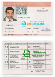 editable template, Cuba driving license template in PSD format
