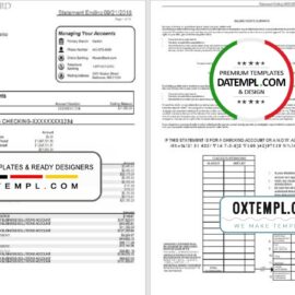 editable template, USA Maryland Howard Business bank statement template, Word and PDF format (.doc and .pdf) (4 pages)
