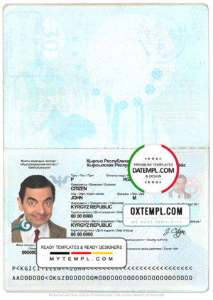 Kyrgyzstan passport template in PSD format