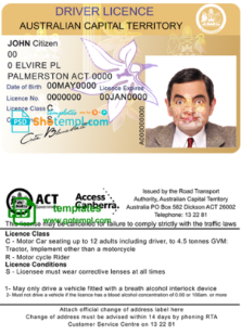 editable template, Australia Capital state driving license template in PSD format, fully editable, with all fonts
