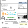 editable template, USA Oregon PGE electricity utility bill template in Word and PDF format