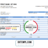 editable template, USA First Bank of Wiki easy to fill proof of address in Word and PDF format (.doc and .pdf)