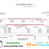 editable template, Andorra Andbank bank statement template in Word and PDF format, good for address prove