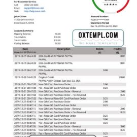 editable template, USA MOVO bank statement template in Word and PDF format, good for address prove