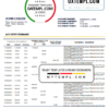 editable template, Uruguay Banco De La Republica Oriental Del Uruguay bank statement template in .doc and .pdf format
