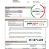 editable template, USA City Bank statement template in Word and PDF format