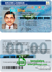 editable template, Australia Tasmania driver license template in PSD format, fully editable
