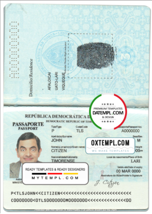 Timor-Leste passport template in PSD format, fully editable