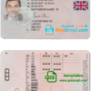 United Kingdom driver license PSD template