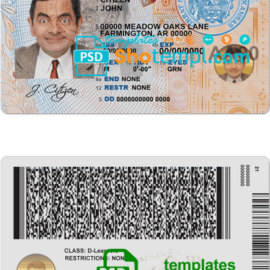 Arkansas driver license PSD template, with the fonts