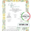 editable template, Australia Jervis Bay Territory decorative birth certificate template in PSD format, fully editable