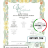 editable template, Australia Tasmania decorative (commemorative) birth certificate template in PSD format, fully editable