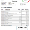 editable template, Sweden Nordnet AB bank statement easy to fill template in .xls and .pdf file format