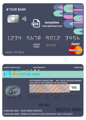 editable template, # abstractsio universal multipurpose bank mastercard debit credit card template in PSD format, fully editable