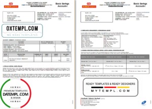 Malaysia AmBank Islamic bank statement template in Word and PDF format (2 pages)