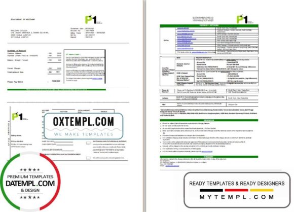 editable template, Malaysia Packet 1 Network bank statement template in Excel and PDF format (3 pages)