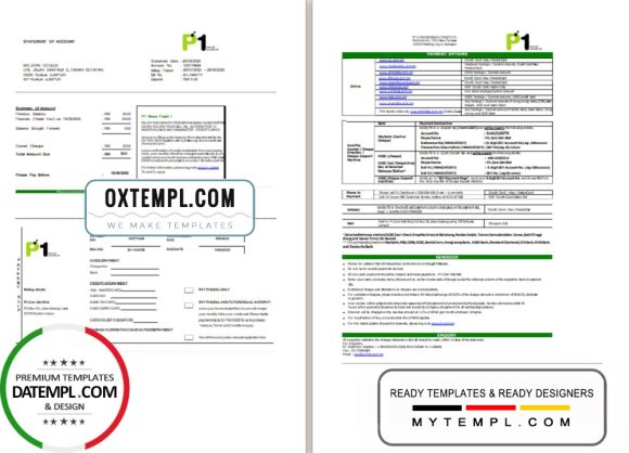 editable template, Malaysia Packet 1 Network bank statement template in Word and PDF format (3 pages)