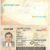 editable template, Ghana passport template in PSD format, fully editable, with all fonts