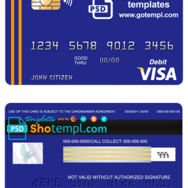 editable template, # yellowdo universal multipurpose bank visa credit card template in PSD format, fully editable